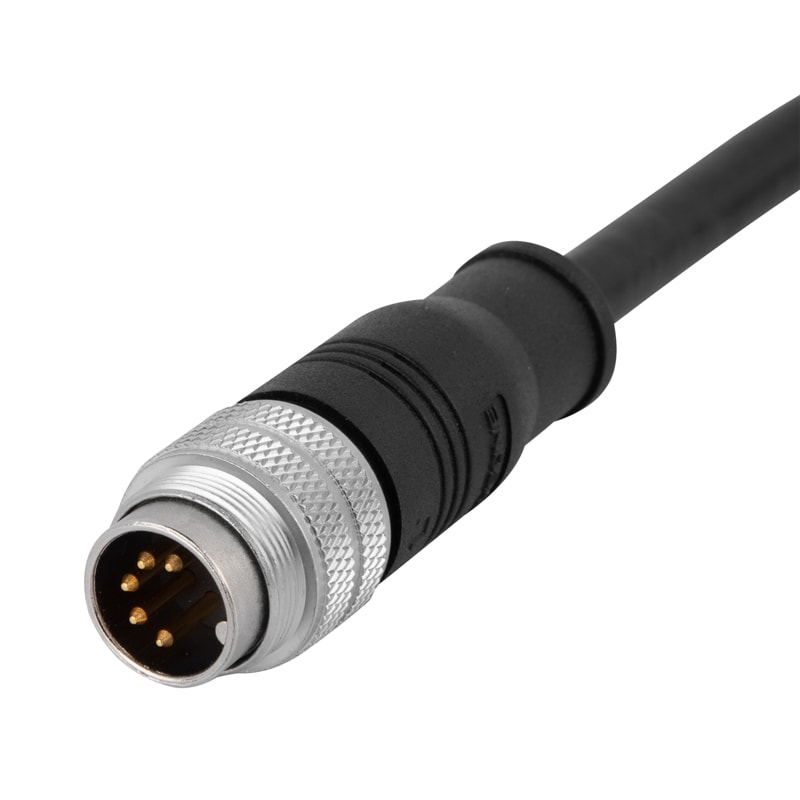 M16 voorgevormde kabelconnector, mannelijk, contacten: 5,7,8, soldeerverbinding, recht, IP67, afschermbaar, UL-gecertificeerd