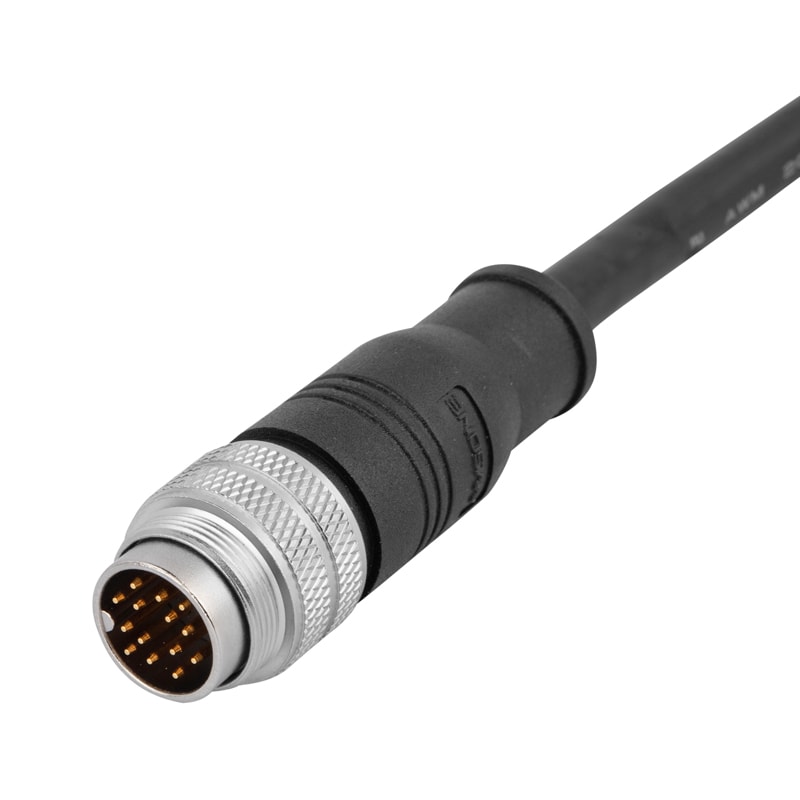 M16 voorgevormde kabelconnector, mannelijk, contacten: 19, soldeerverbinding, recht, IP67, afschermbaar, UL-gecertificeerd