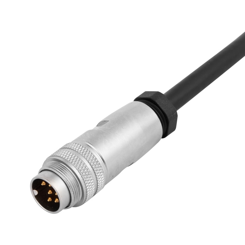 M16 cable connector, male, contacts:7, field assembly type, solder connection, straight, IP67, UL certified