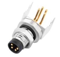 M8 Device Connector Male 4Pin PCB Receptacle Panel Rear Mount Right Angled Shielded