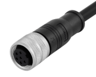 M16 pre-molded cable connector, female, contact:6, solder connection, straight, IP67, shieldable, UL certifiedd