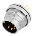 M16 panel receptacle, rear mount, male, contacts:7, PCB dip-solder connection, straight, IP67, UL certifieded