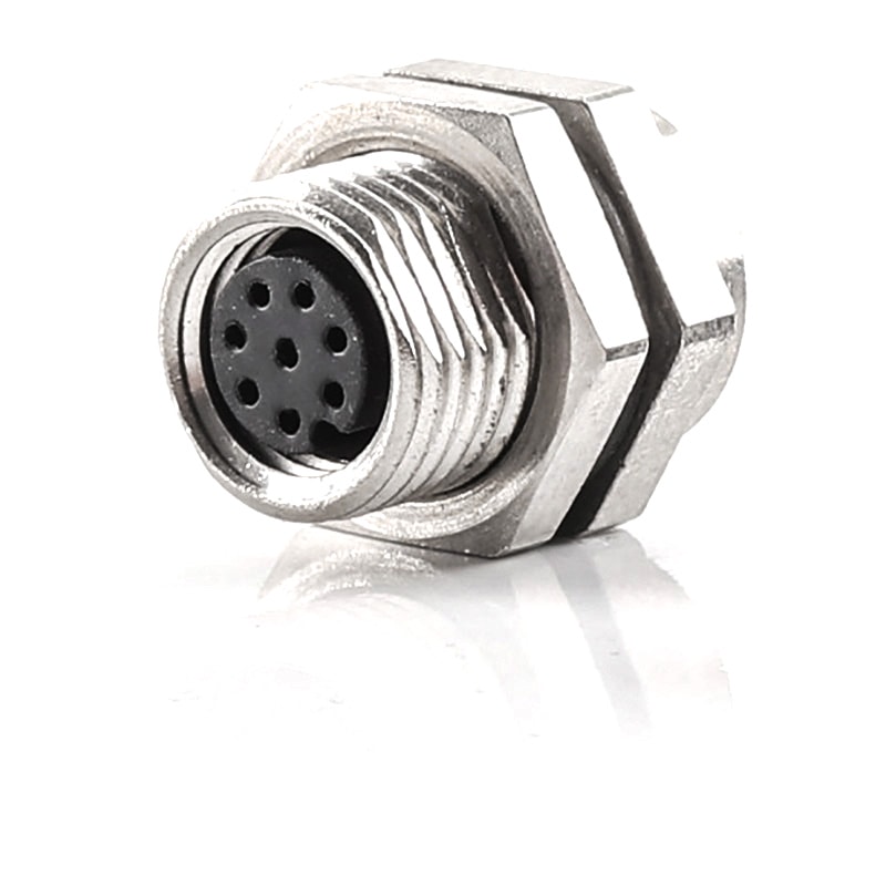M8 Device Connector Panel Rear Mount M8 6P Female Receptacle