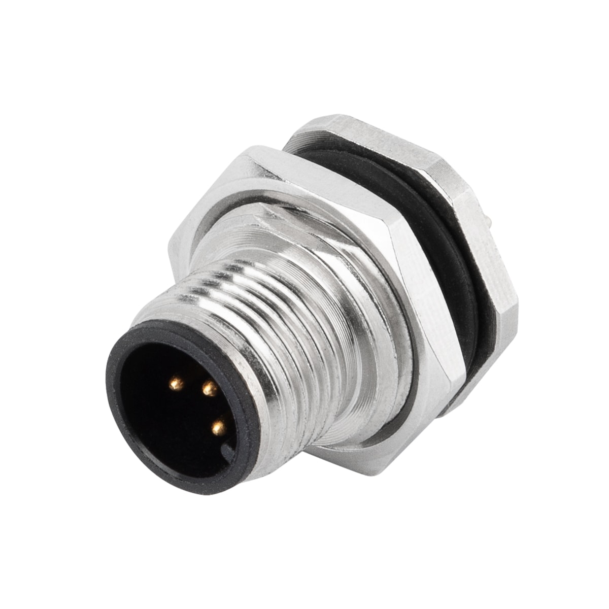 M12 panel receptacle, rear mount, male, contacts: 5, PCB dip-solder connection, A code, straight, IP67