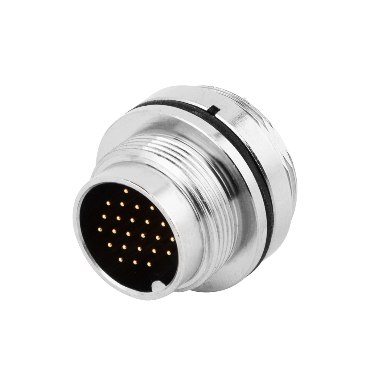 M16 panel receptacle,rear mount,male,contacts: 24,PCB dip-solder connection,straight,IP67,UL certified