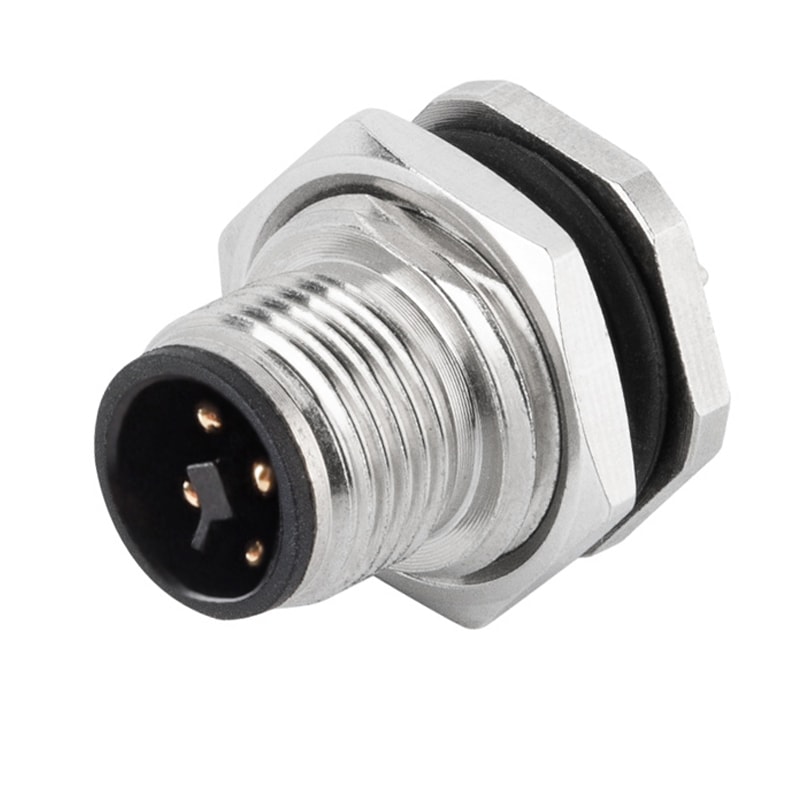 M12 Panel Mount Receptacle 4P Male PCB Connector T Code,M16