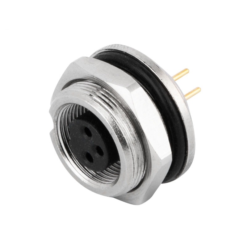 M9 3Pole Female Panel Rear Mount Receptacle PCB Waterproof Connector