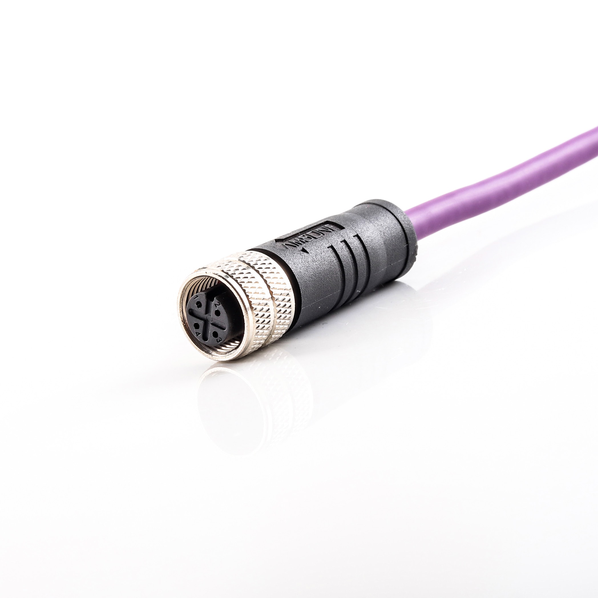 M12 Pre-molded Cable Connector,4Pin Female,A Code,Straight
