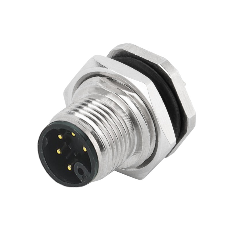 M12 Device Receptacle M Code Panel Rear Mount Male 5Pin PCB Connector