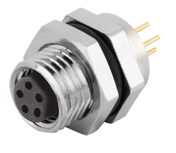 M8 Device Receptacle Panel Rear Mount  B Code 5Pin Female PCB Connector