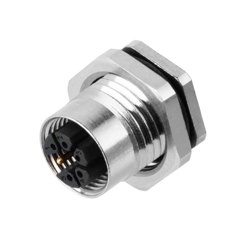 M12 Device Receptacle M Code Panel Rear Mount Female 3Pin PCB Connector