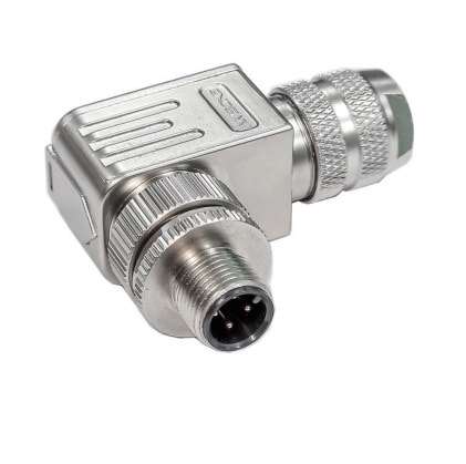 M12 cable connector, male, contacts: 4,  field assembly type, screw connection, A code, right angled, IP67
