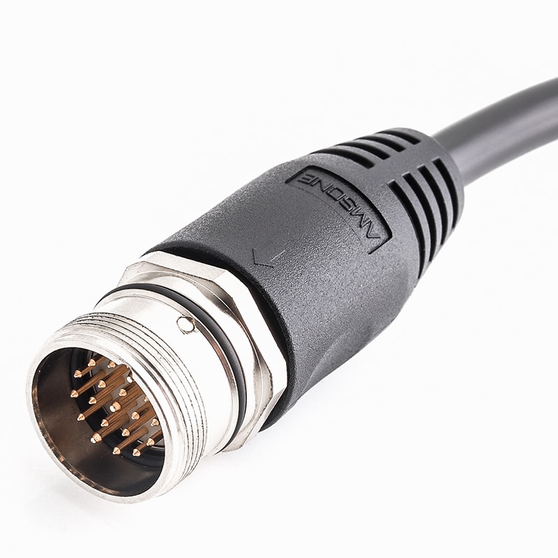 M23 Pre-molded Cable Connector Male 19P(16+3) Solder Connection Straight IP67