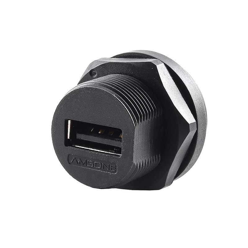 USB Female Thread Connector Panel Rear Mount IP65 Waterproof