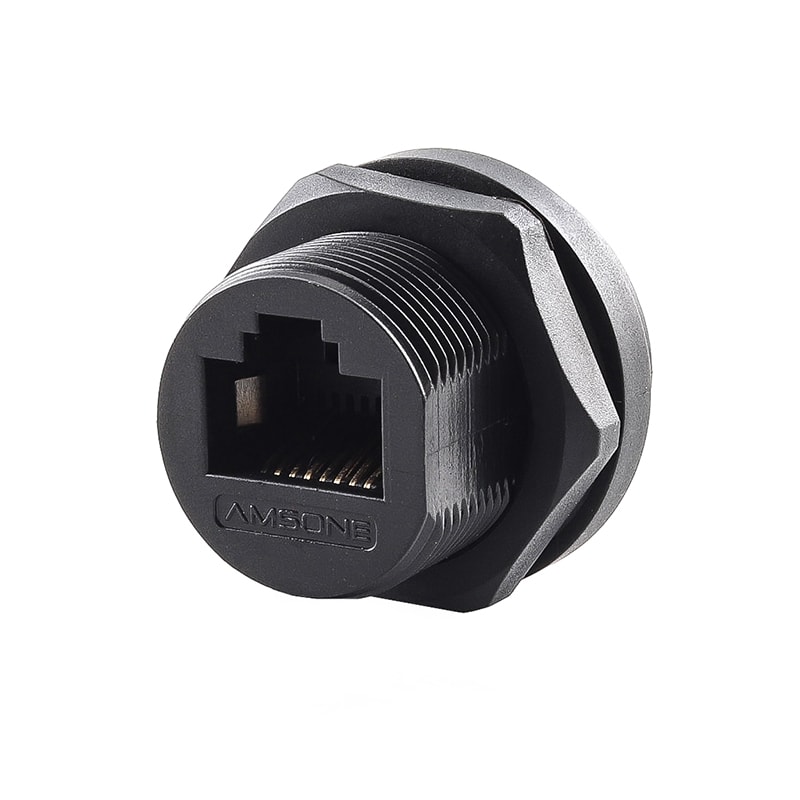 RJ45 Socket Thread Connector Panel Rear Mount IP65 Waterproof