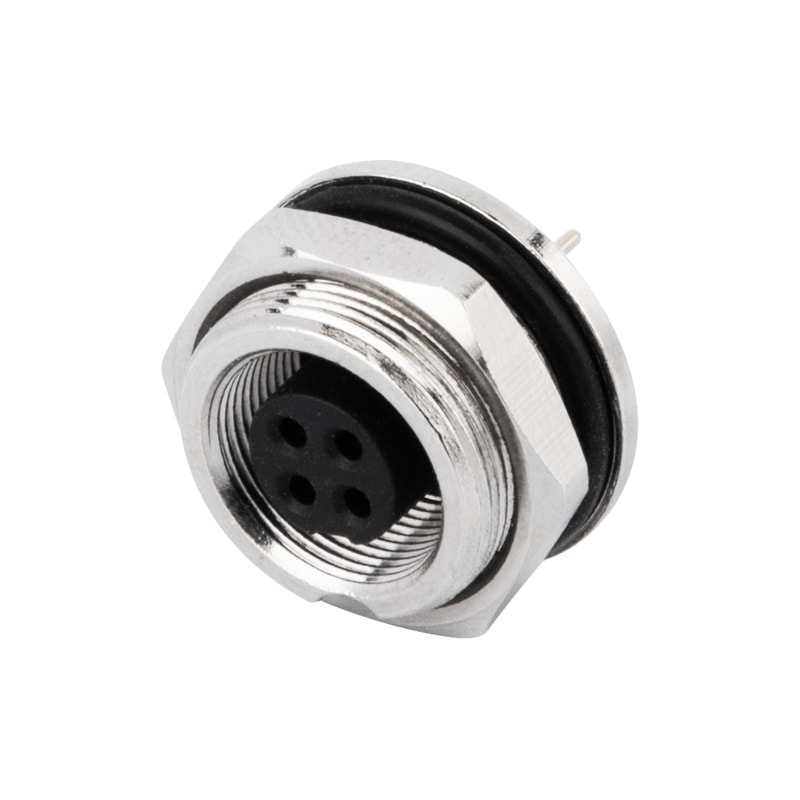 M9 4P Female Panel Rear Mount Receptacle PCB Waterproof Connector