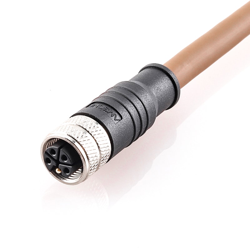 M12 L Coded Power 5P Connector Female Drag Chain Pre-Molded Cable