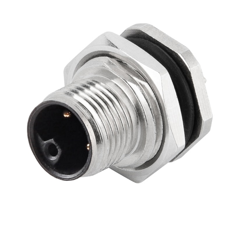 M12 L Code Power Male Panel Rear Mount Receptacle PCB Connector M16*1.5