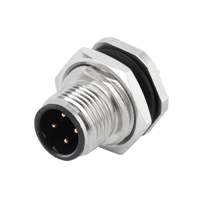 M12 B Code Male Panel Rear Mount Receptacle PCB Connector M16*1.5