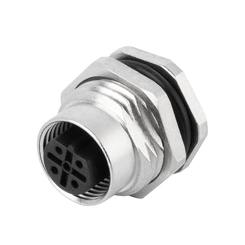 M12 5P B Code Female Panel Rear Mount Receptacle PCB Connector PG9