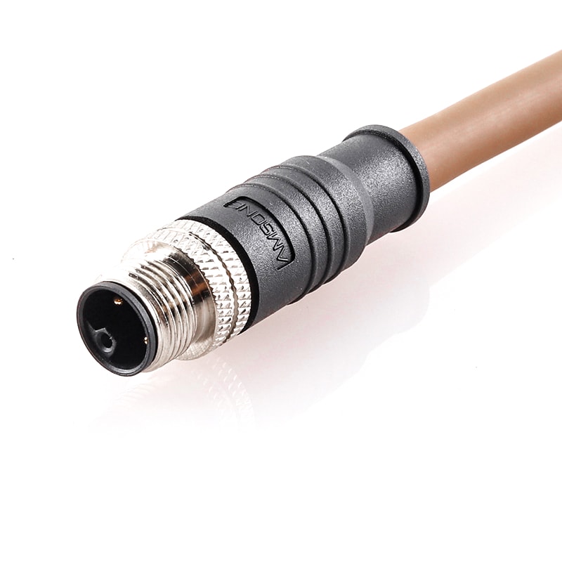 M12 L Code Power 4+PE Connector Male Drag Chain Pre-Molded Cable