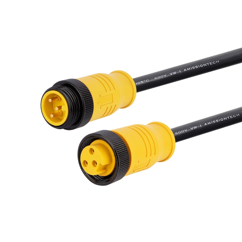 Power Control Cable 3Pin Straight Male/Female Pre-molded 7/8
