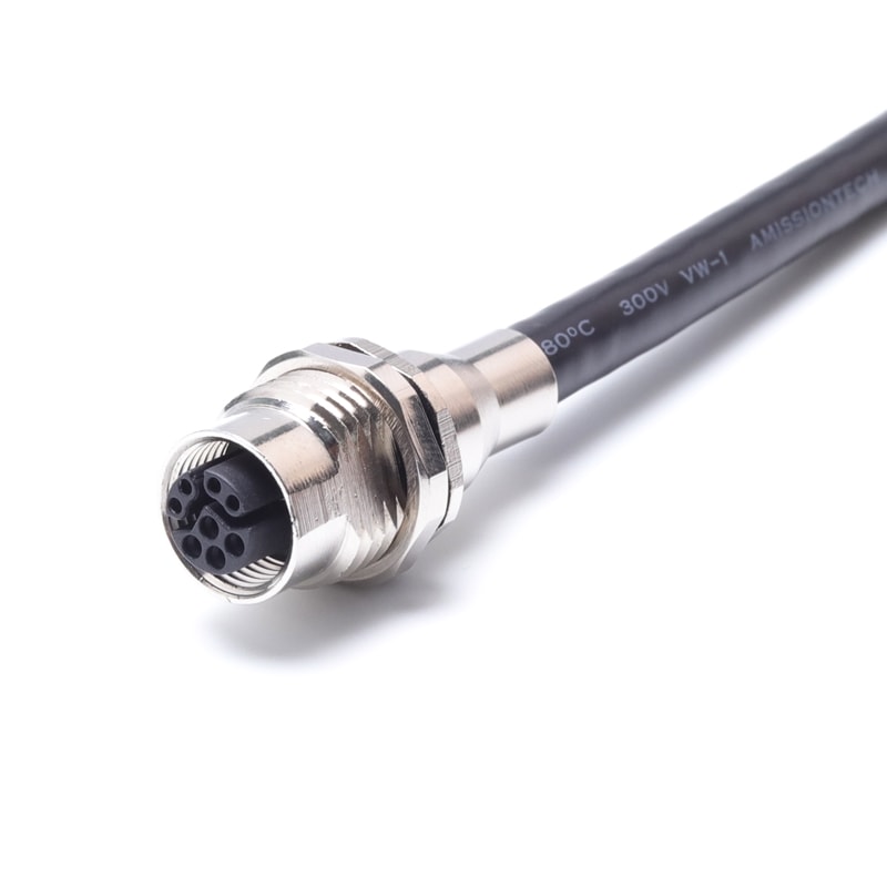 M12 Hybrid Connector,Female,Panel Mount Shielded,M12 Y-Coded