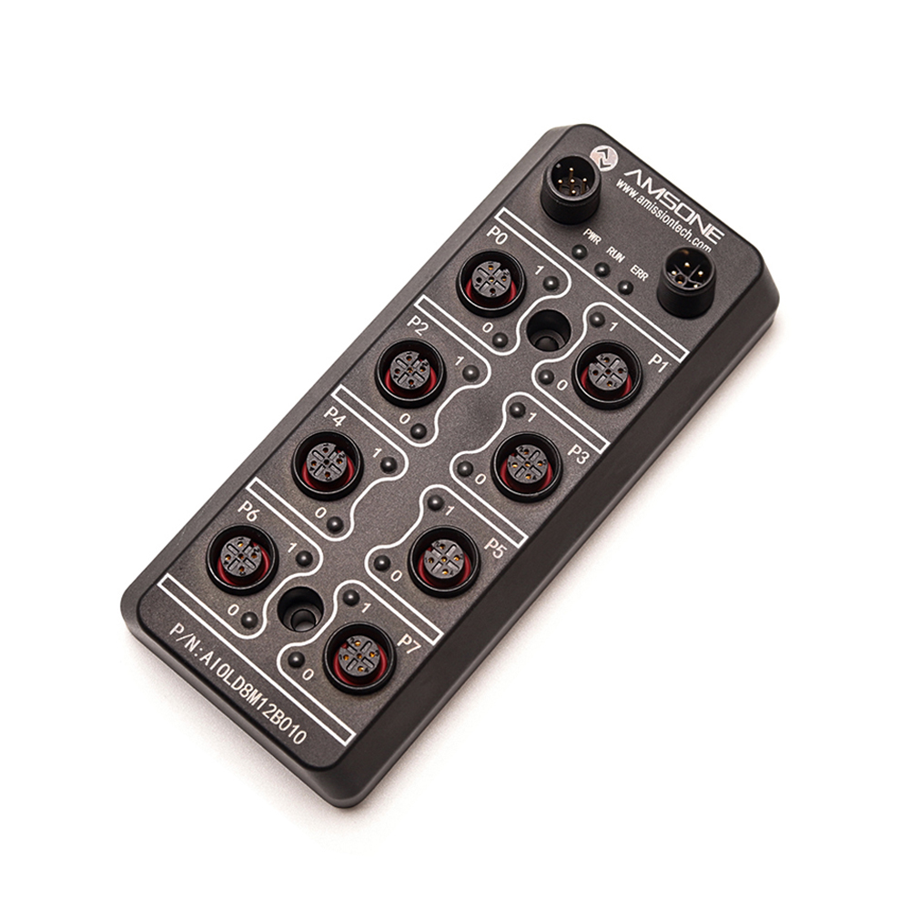 AMSONE IO-LINK SLAVE STATION HUB BLACK METAL SHELL AIOLD8M12B010